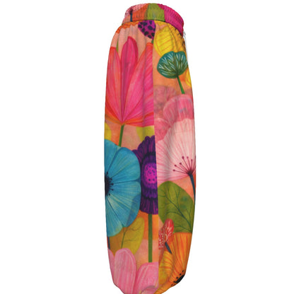 Painted Garden Floral Unisex Lantern Pants | Artistic Wildflower Oil Print
