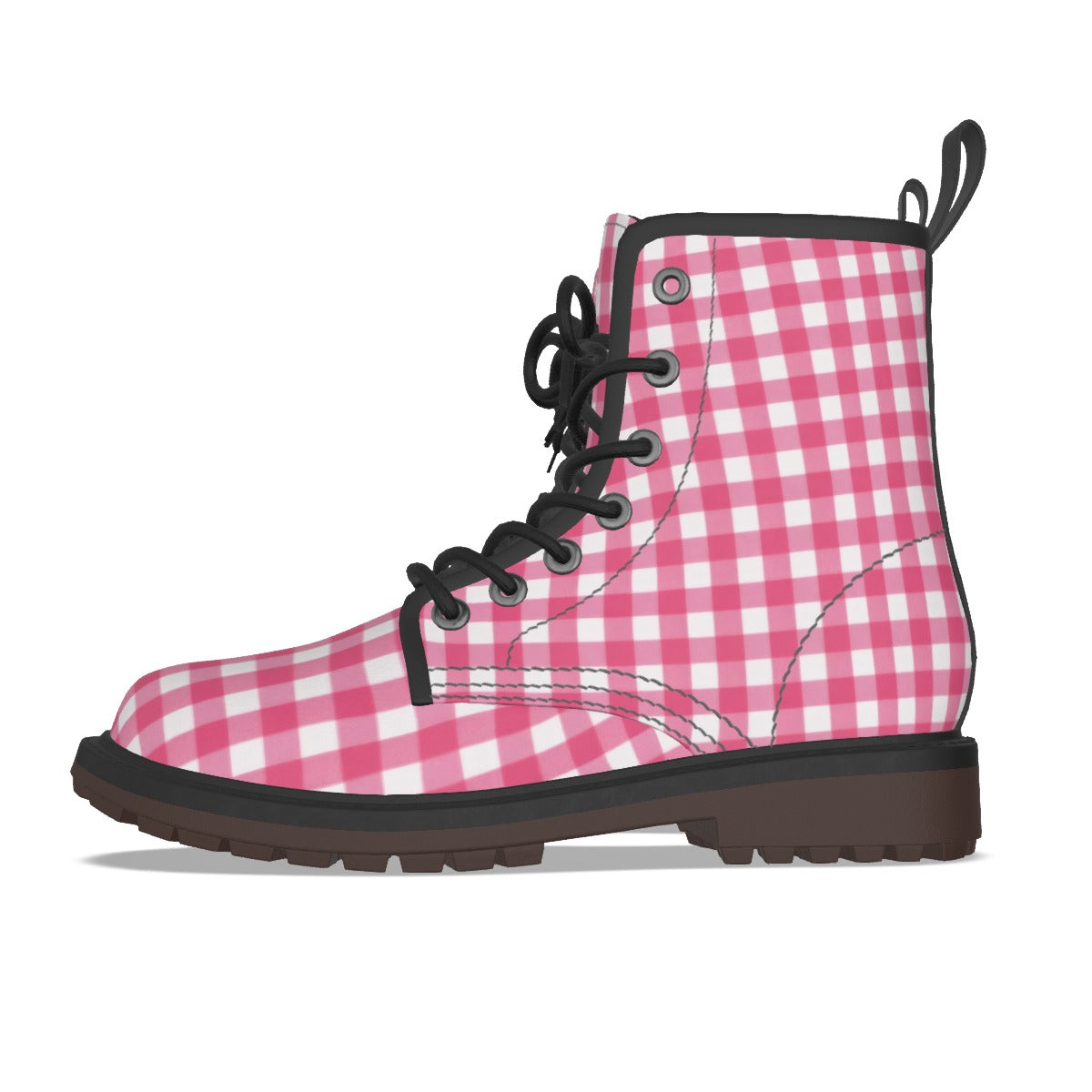 Pink Gingham Combat Boots