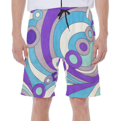 60s Mod Op-Art Circles Men's Beach Shorts | All-Over Print With Lining
