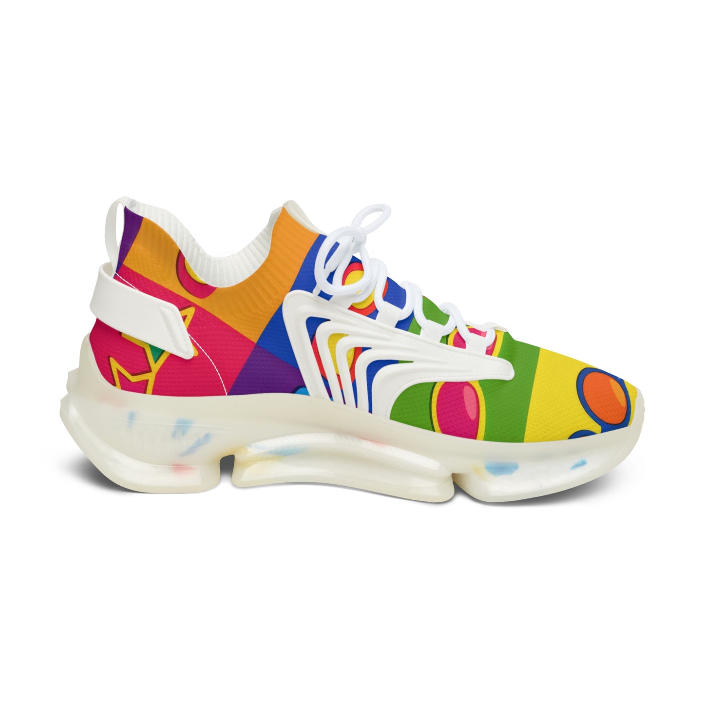Colorful Pop Art Women's Mesh Sneakers — Retro Sunglasses Pattern