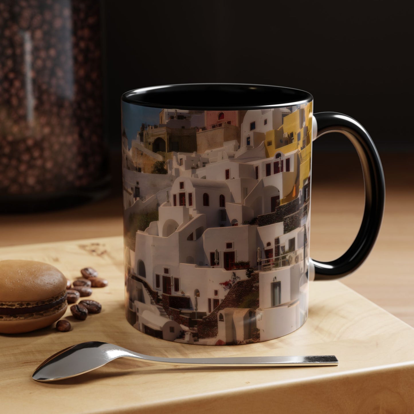 Santorini Sunset Mug, Oia Greece Coffee Cup, Mediterranean Architecture Travel Gift, Greek Island Home Decor, Aesthetic Santorini Souvenir
