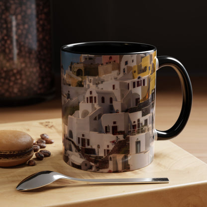 Santorini Sunset Mug, Oia Greece Coffee Cup, Mediterranean Architecture Travel Gift, Greek Island Home Decor, Aesthetic Santorini Souvenir