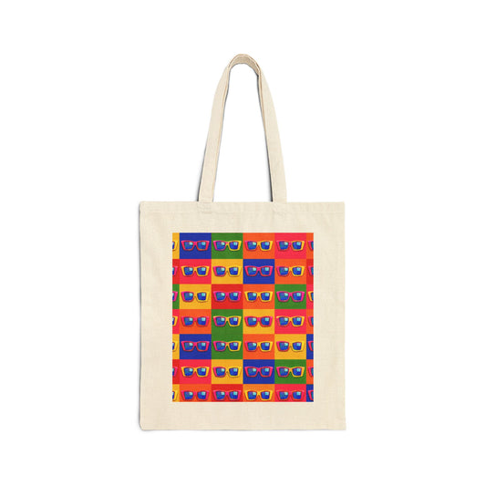 Retro Sunglasses Pattern Tote Bag – Colorful Pop Art Canvas Shopper
