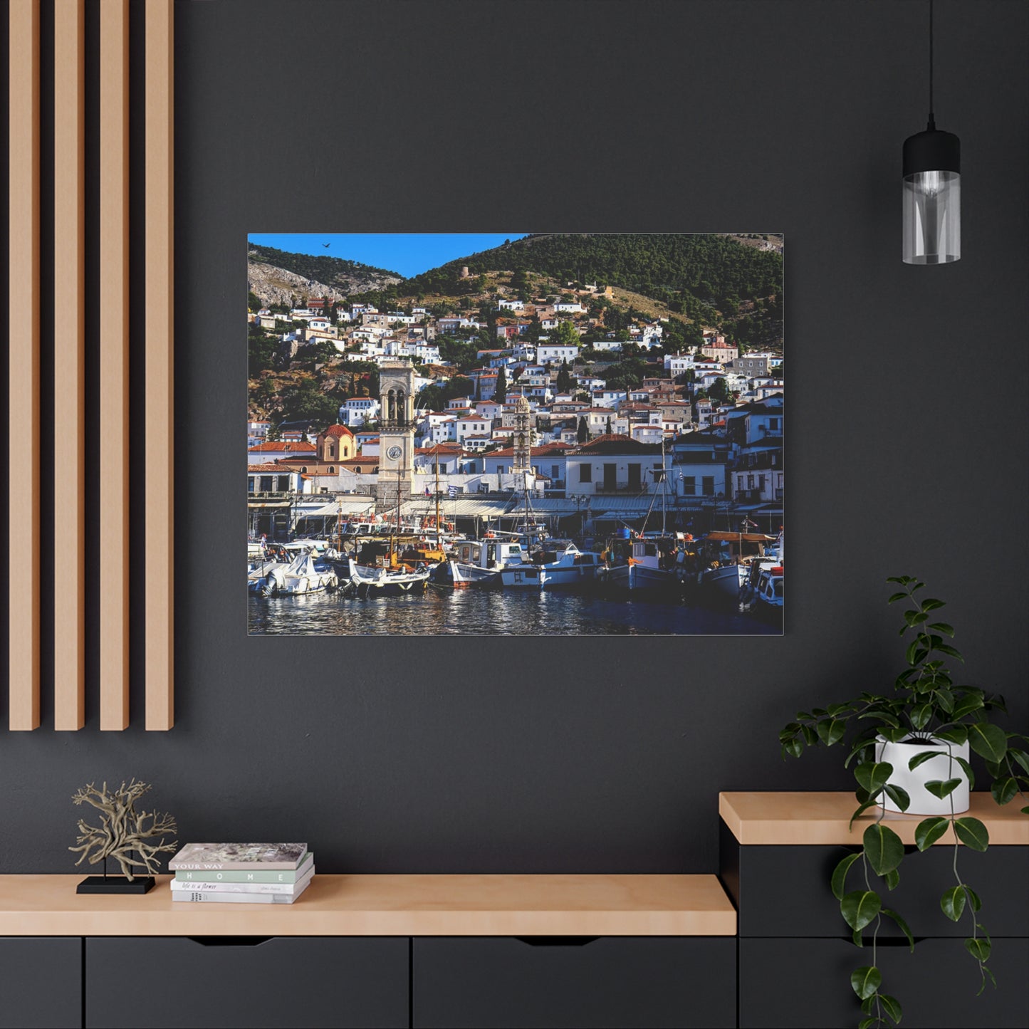 Hydra Island Greece Canvas — Mediterranean Harbor Wall Art