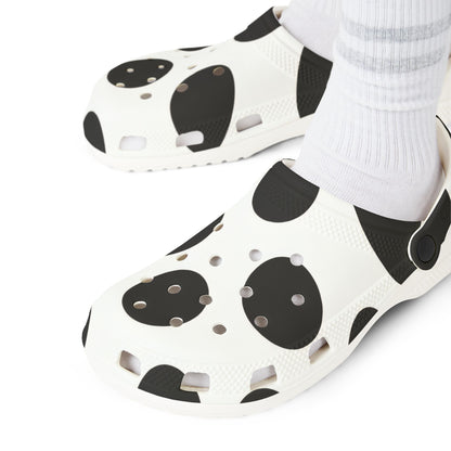 Black & White Leopard Print EVA Foam Clogs — Lightweight Slip-On Garden Shoes