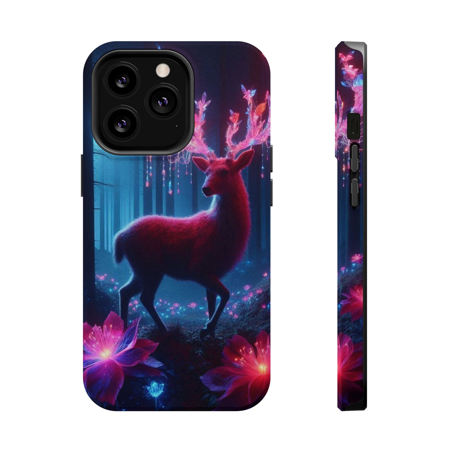 Magnetic Impact-Resistant Phone Case — Neon Fantasy Deer Forest Design