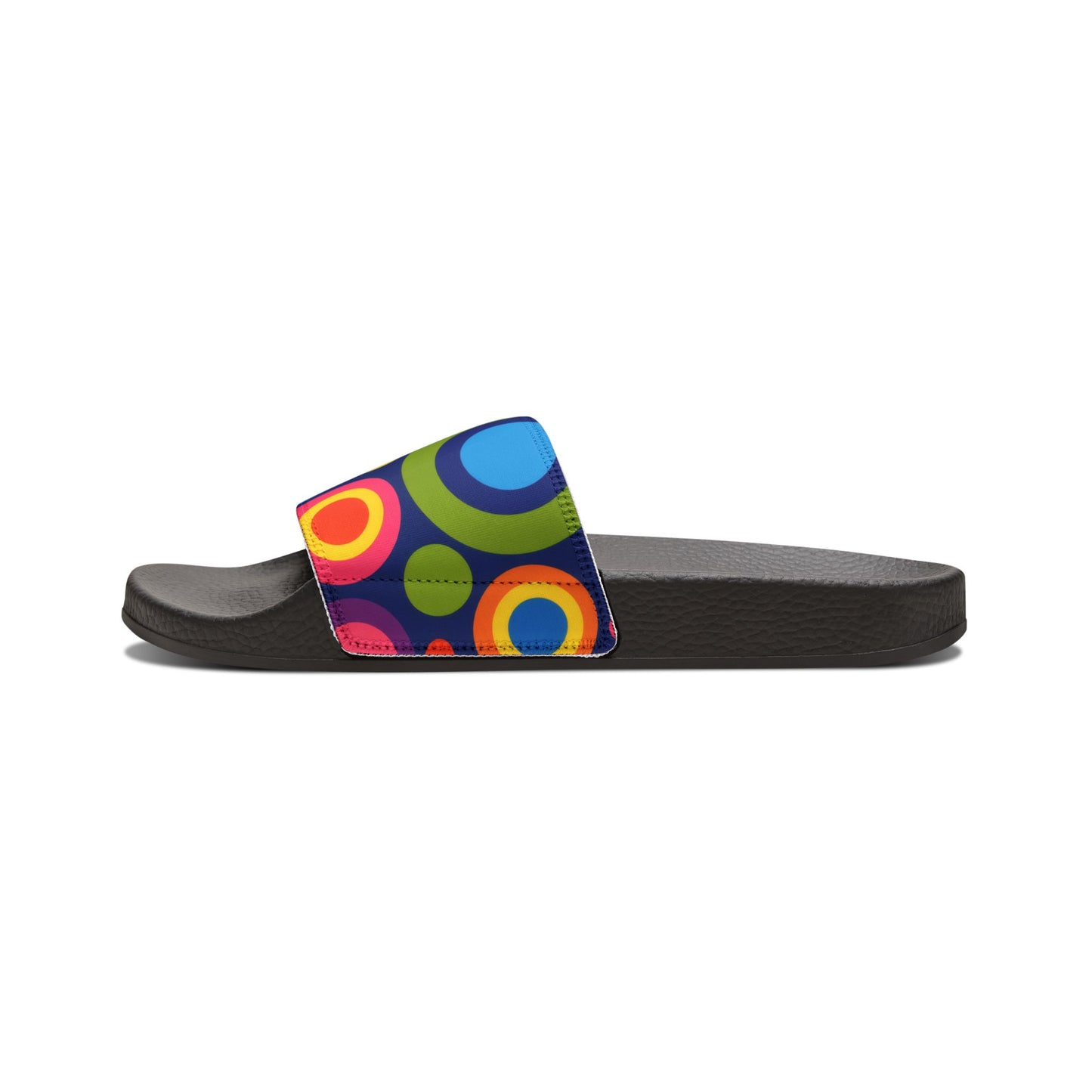 Women's Slide Sandals — Colorful Retro Circle Print Removable-Strap Slides