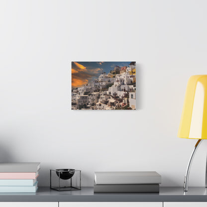 Santorini Sunset Canvas Art, Oia Greece Architecture Wall Decor, Greek Island Sunset