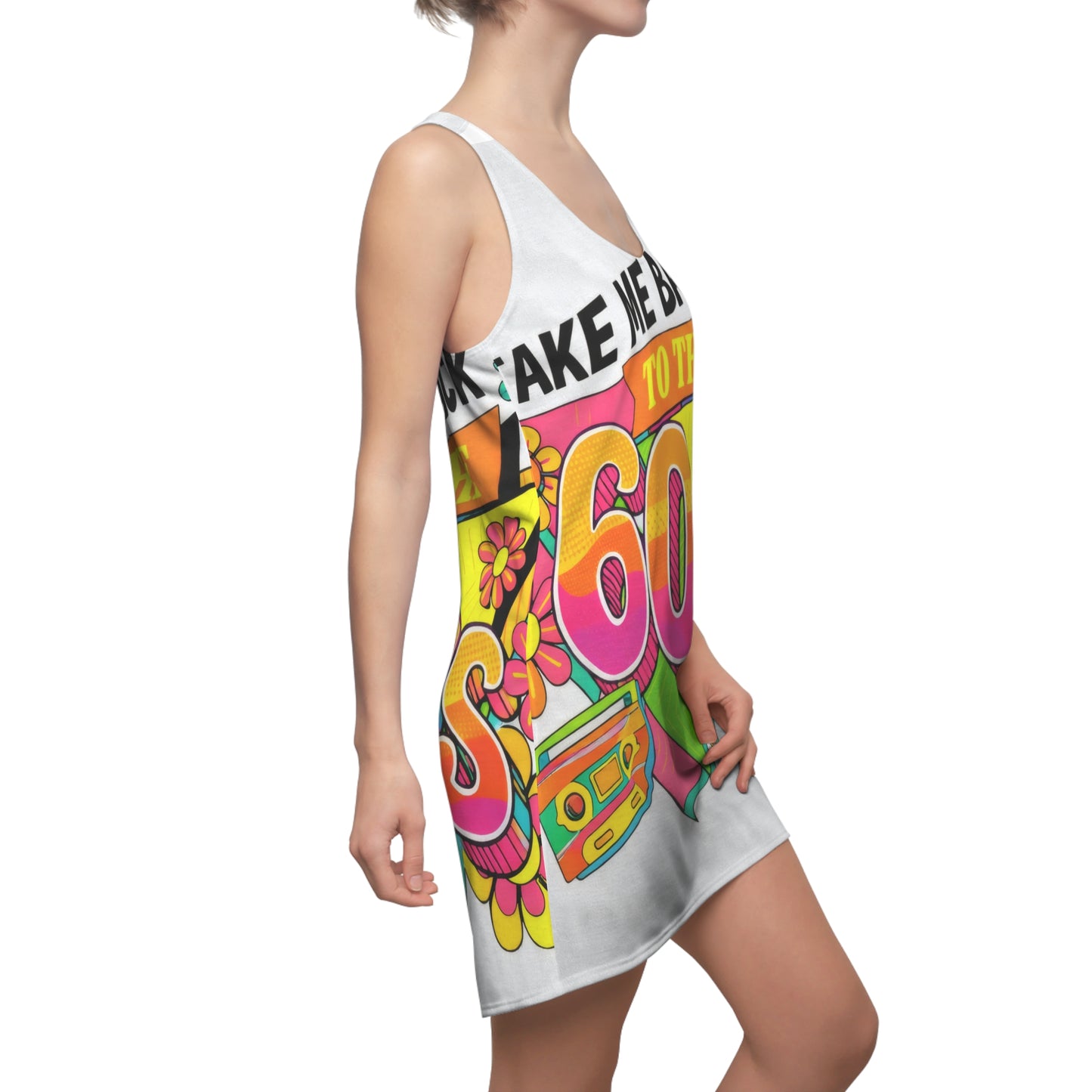 Take Me Back to the 60s Racerback Dress — Retro Flower Power AOP