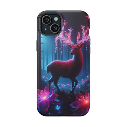 Magnetic Impact-Resistant Phone Case — Neon Fantasy Deer Forest Design