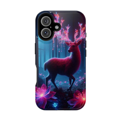 Magnetic Impact-Resistant Phone Case — Neon Fantasy Deer Forest Design