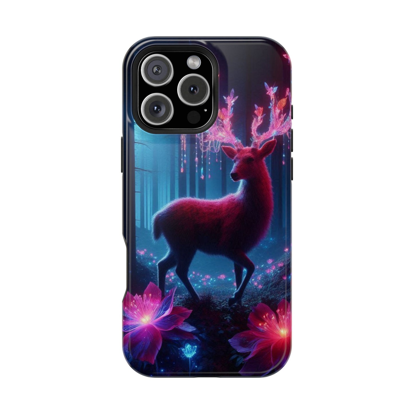 Magnetic Impact-Resistant Phone Case — Neon Fantasy Deer Forest Design