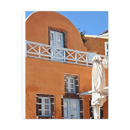 Oia Santorini Orange Facade Canvas — Mediterranean Terracotta Matte Wall Art