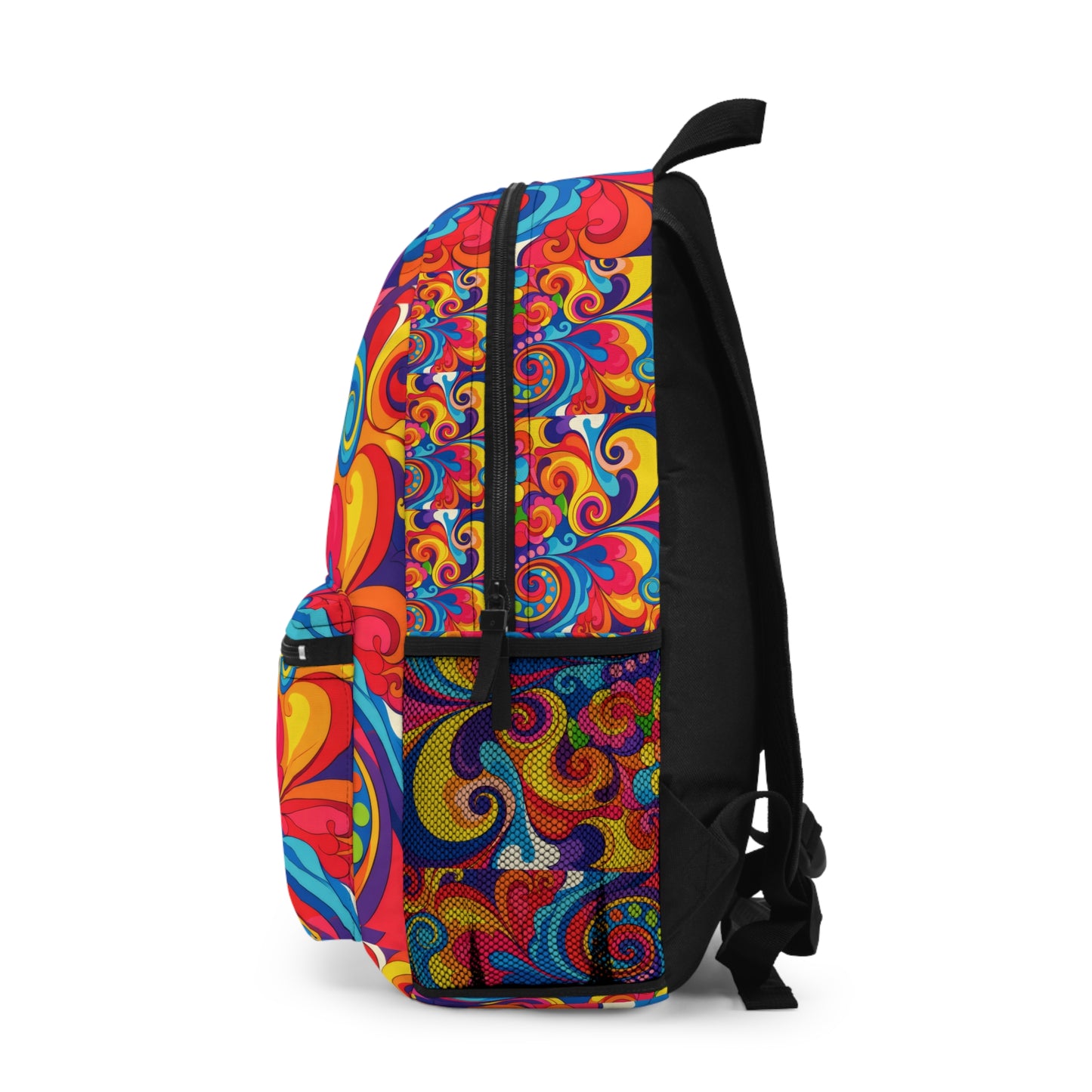 Psychedelic Swirl Backpack — Colorful Retro Floral Daypack