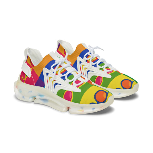Colorful Pop Art Women's Mesh Sneakers — Retro Sunglasses Pattern