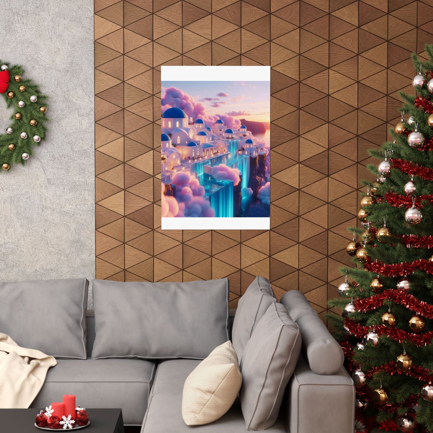 Dreamy Sunset Cloud City Matte Poster — Vertical Wall Art
