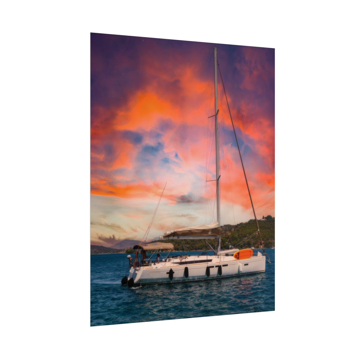Sailboat Sunset Rolled Poster | Nautical Wall Art, Marina Sunset Print