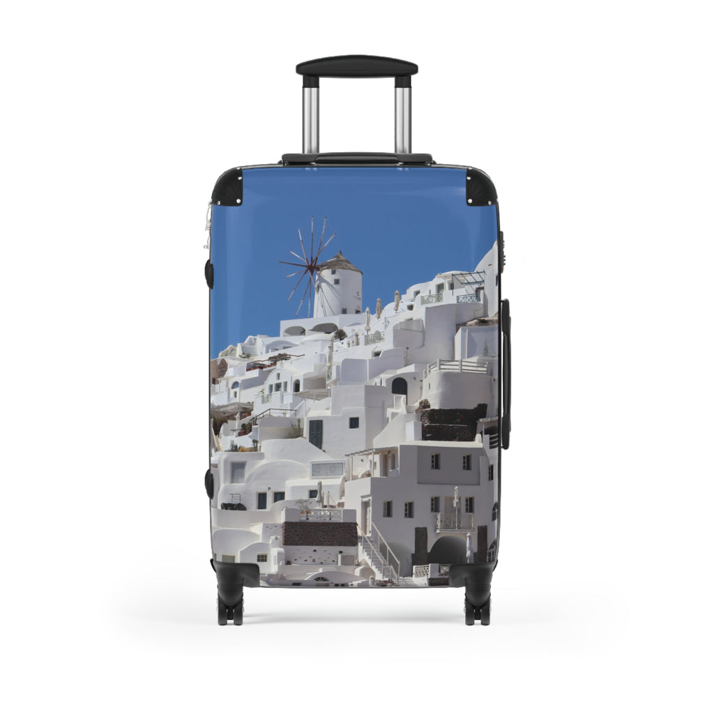 Ghost Oia Windmill Suitcase - Santorini White Windmill Luggage | Original Photo