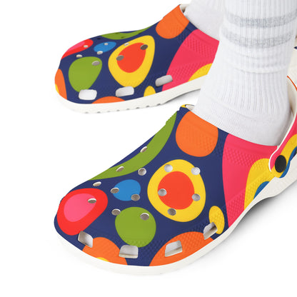 Colorful Retro Circle EVA Foam Clogs – Lightweight Slip-On Garden Shoes