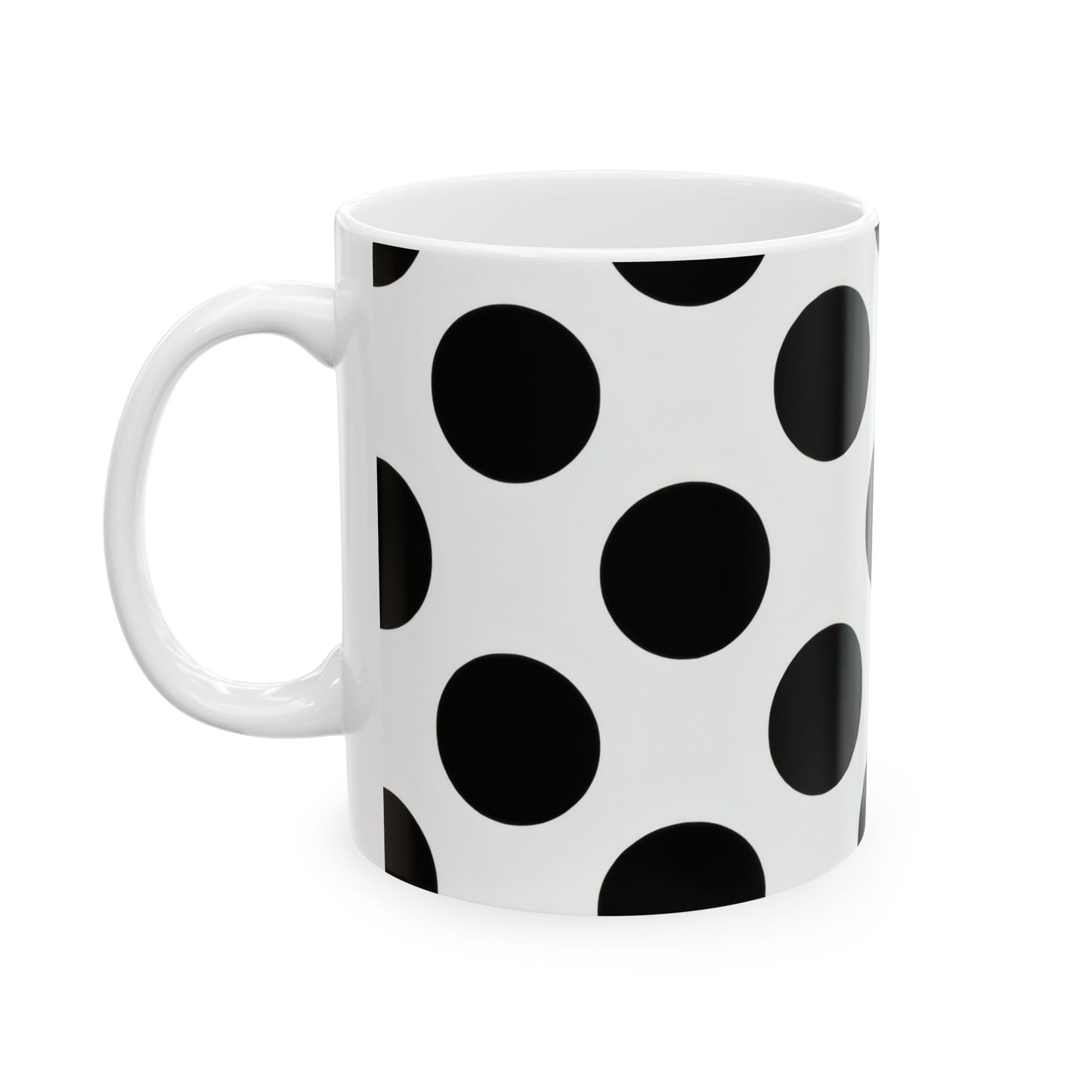 Black Polka Dot Ceramic Mug – Classic Retro 11oz & 15oz Coffee Cup