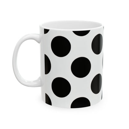 Black Polka Dot Ceramic Mug – Classic Retro 11oz & 15oz Coffee Cup