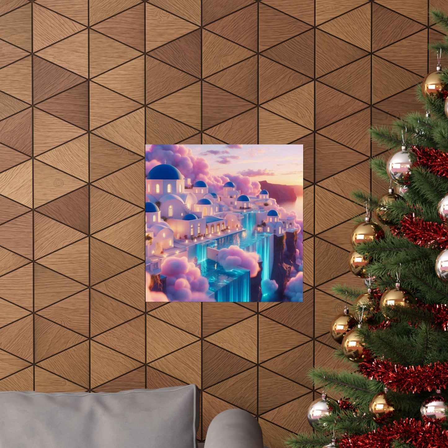 Dreamy Sunset Cloud City Matte Poster — Vertical Wall Art