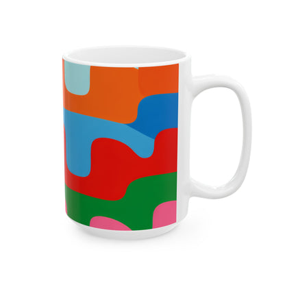 Bauhaus Colorblock Ceramic Mug | Mid-Century Geometric Coffee Cup (11oz, 15oz)