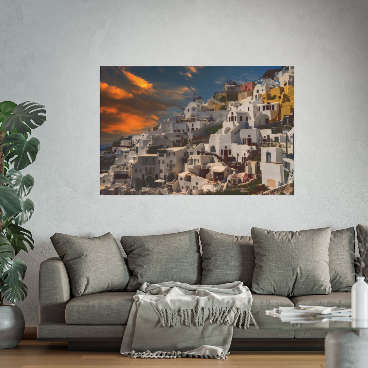 Santorini Sunset Dreams Satin  Poster