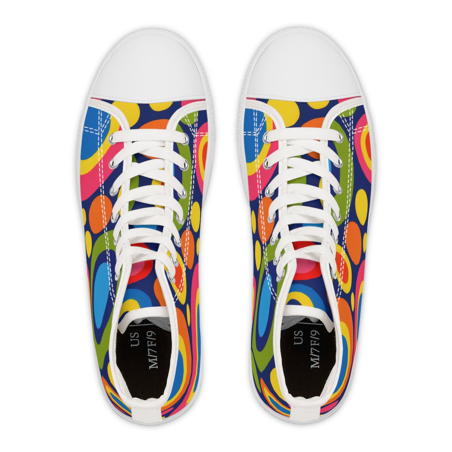 Retro Rainbow Circles Women's High Top Sneakers