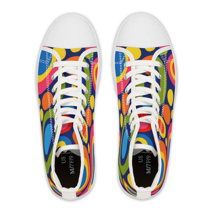 Retro Rainbow Circles Women's High Top Sneakers