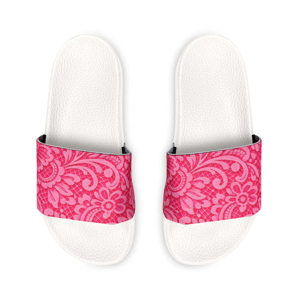 Pink Lace Damask Slide Sandals