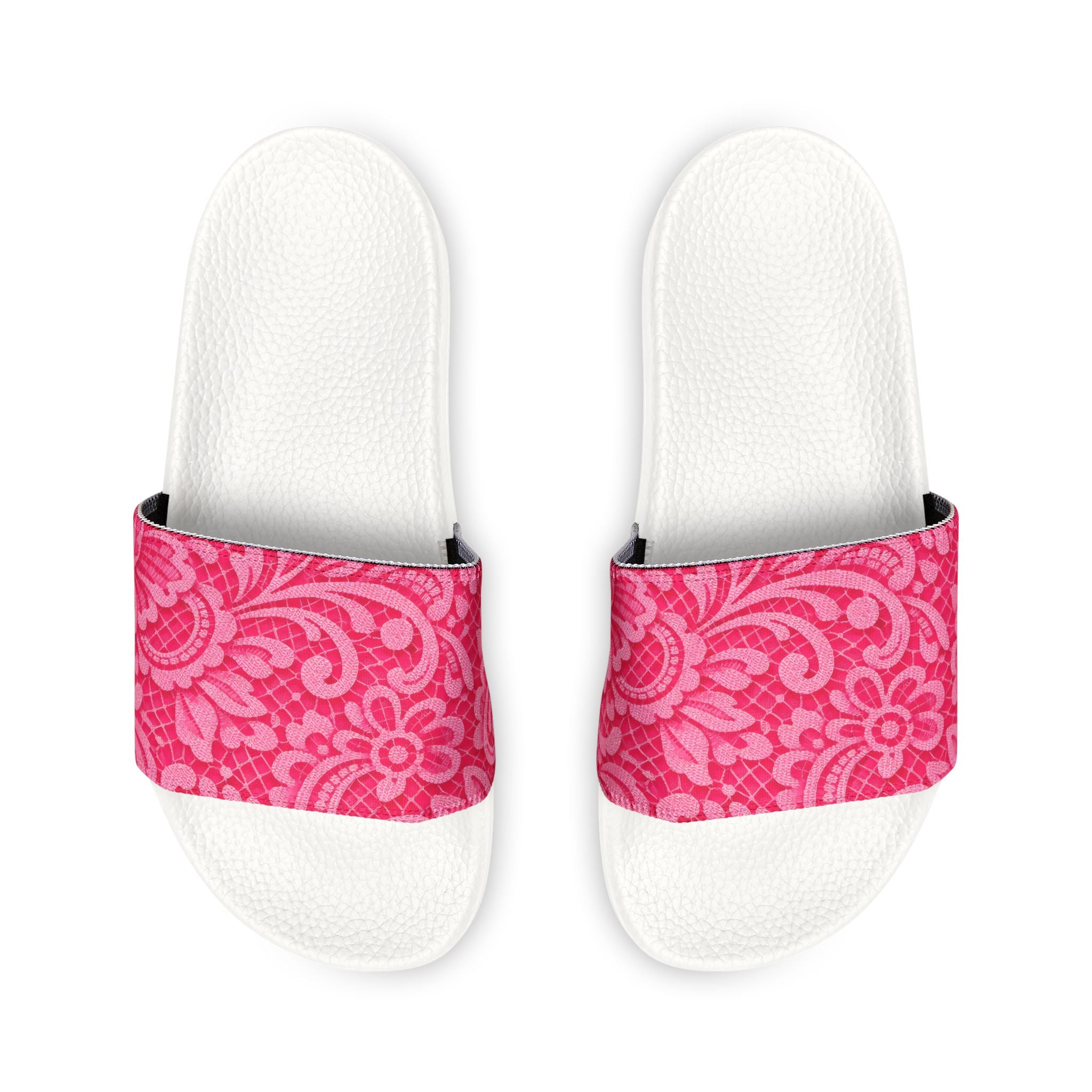 Pink Lace Damask Slide Sandals