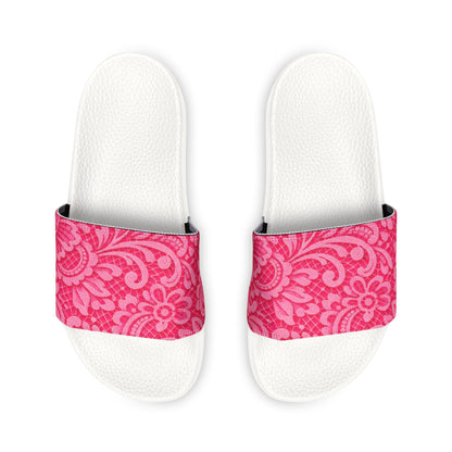Pink Floral-Pattern Slide Sandals — Women's Removable-Strap Pool & Casual Slides