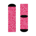 Pink Paisley Crew Socks — Floral Patterned Casual Socks for Women
