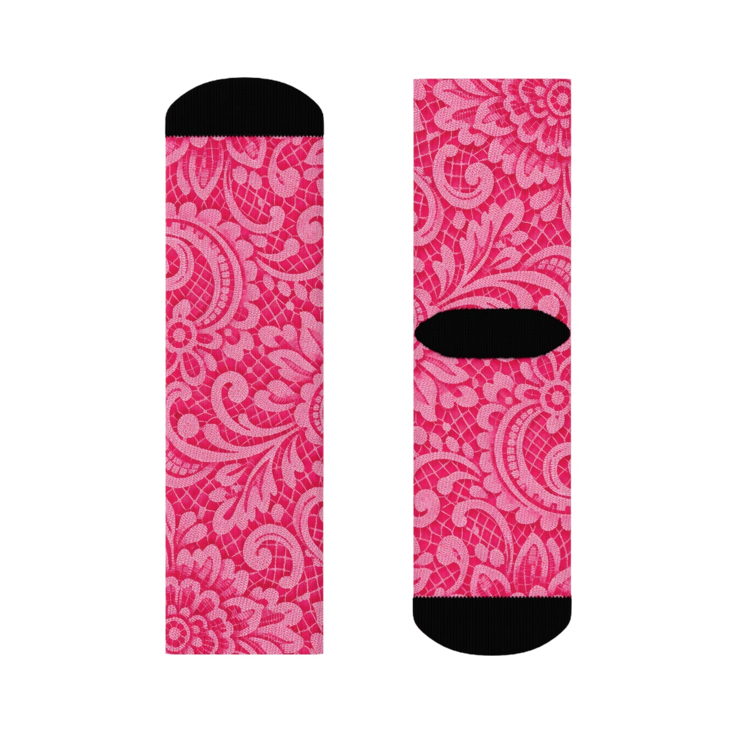 Pink Paisley Crew Socks — Floral Patterned Casual Socks for Women