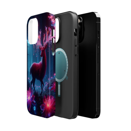 Magnetic Impact-Resistant Phone Case — Neon Fantasy Deer Forest Design