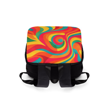 Colorful Retro Swirl Backpack — Vibrant Psychedelic Shoulder Bag