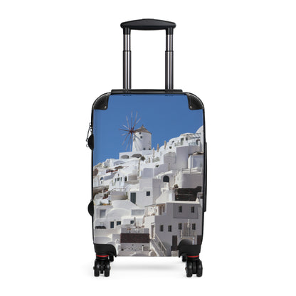 Luxury Santorini Oia Panorama Suitcase - Ghost City Edition - Aesthetic Greek Island Architecture Photography Luggage - Unique Travel Gift