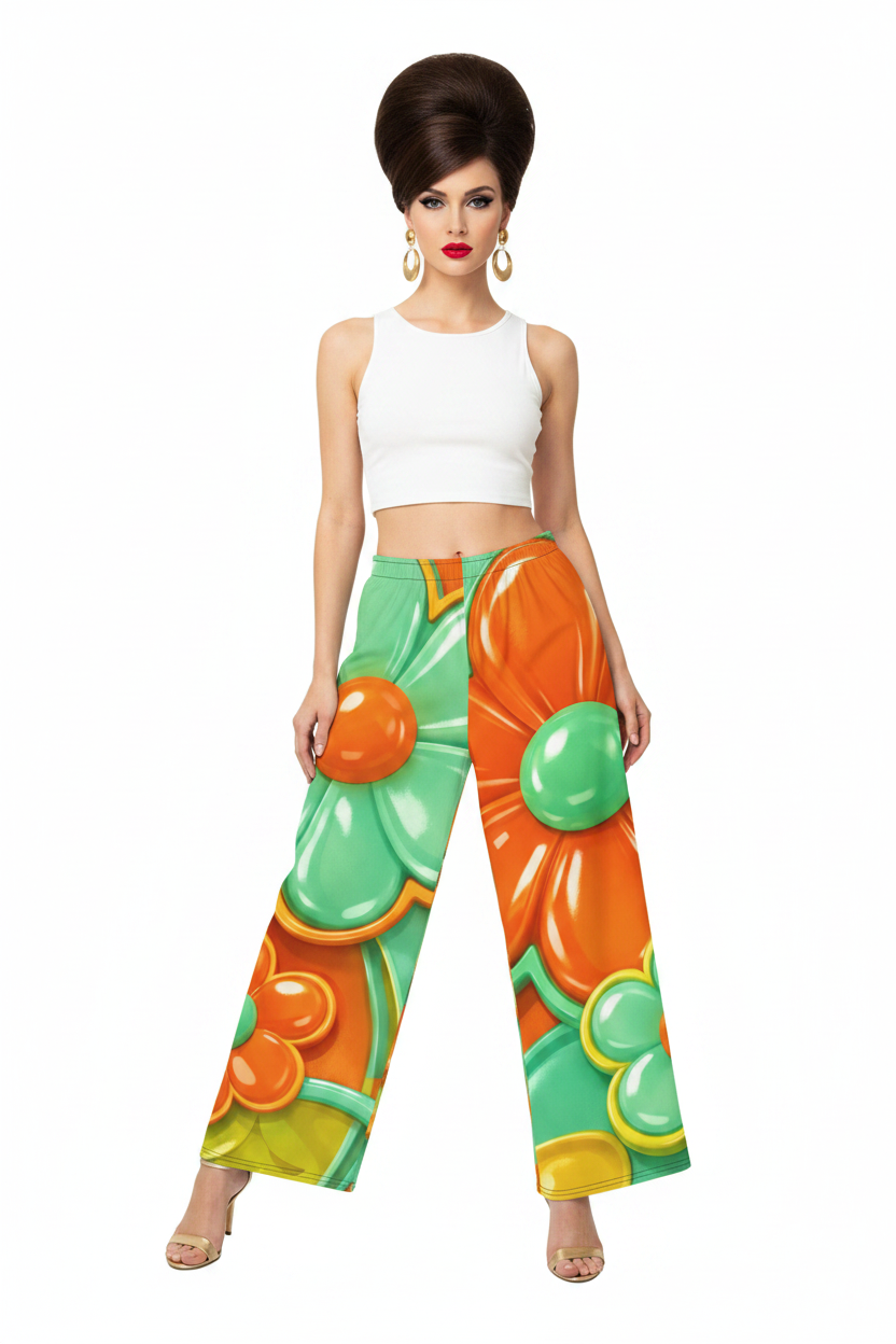3D Flower Palazzo Pants — Front