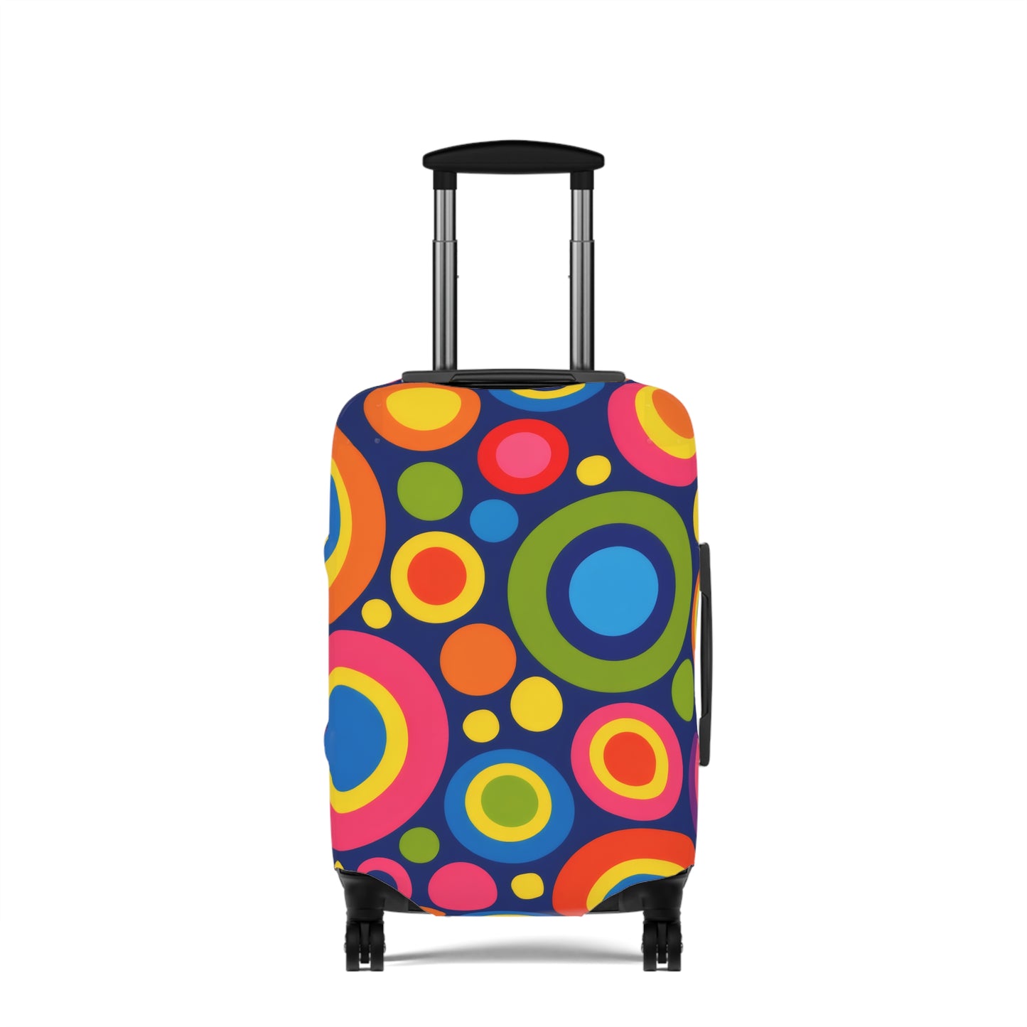 Colorful Retro Circles Luggage Cover — Bright Travel Suitcase Protector