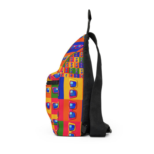 Colorful Retro Cassette Sling Bag — Vintage 80s Music Pattern Crossbody