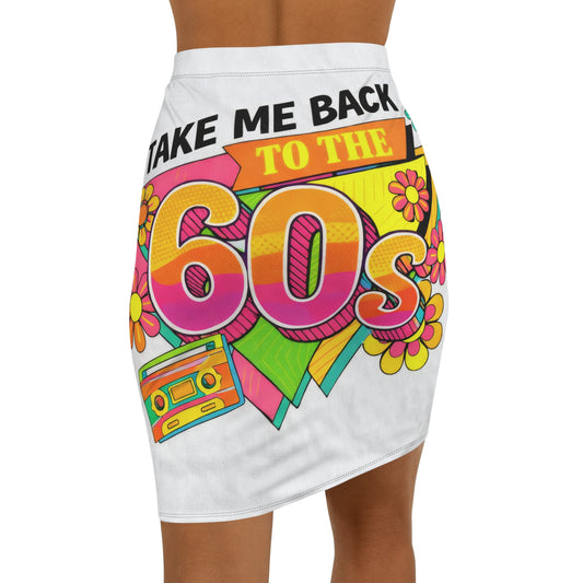 Take Me Back to the 60s Pencil Skirt — Retro Flower Power 1960s Graphic
