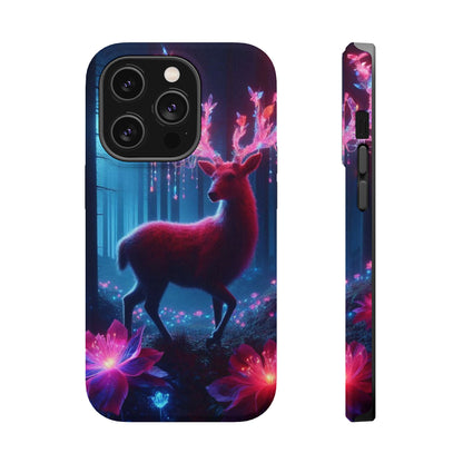 Magnetic Impact-Resistant Phone Case — Neon Fantasy Deer Forest Design