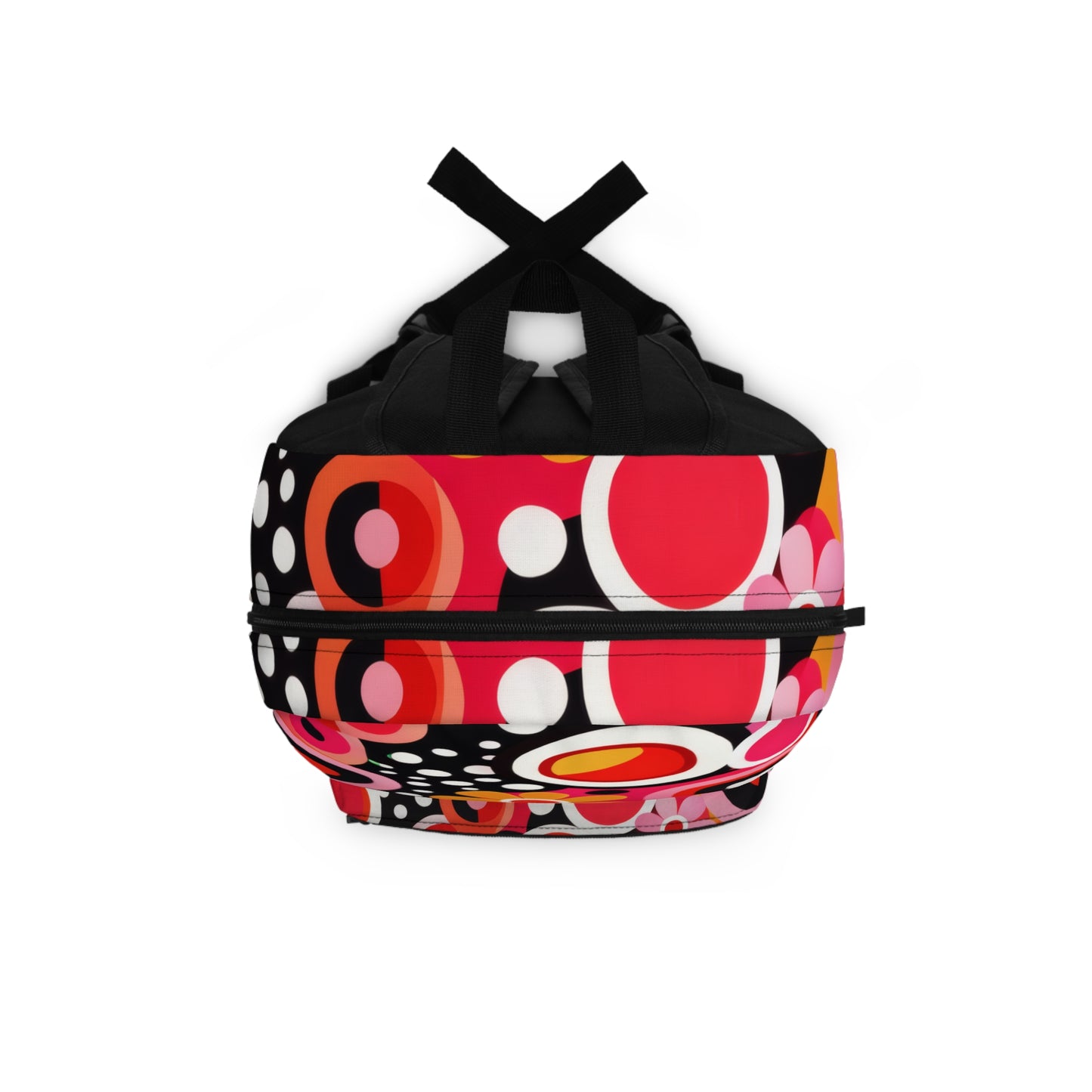 Retro Floral Circle Print Backpack – Colorful 60s-Inspired School & Everyday Bag
