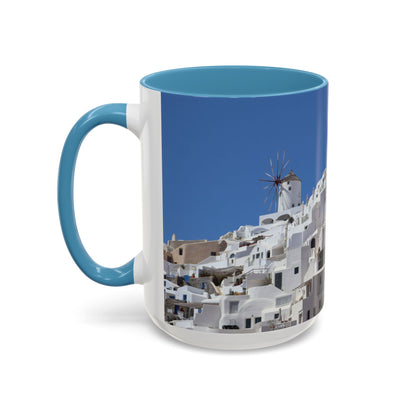Santorini White Houses Coffee Mug | Greece Travel Scene Accent Mug