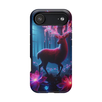 Magnetic Impact-Resistant Phone Case — Neon Fantasy Deer Forest Design