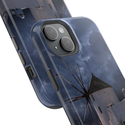 Santorini Windmill Sunset phone case | Magnetic impact-resistant case Greek Island Travel Gift