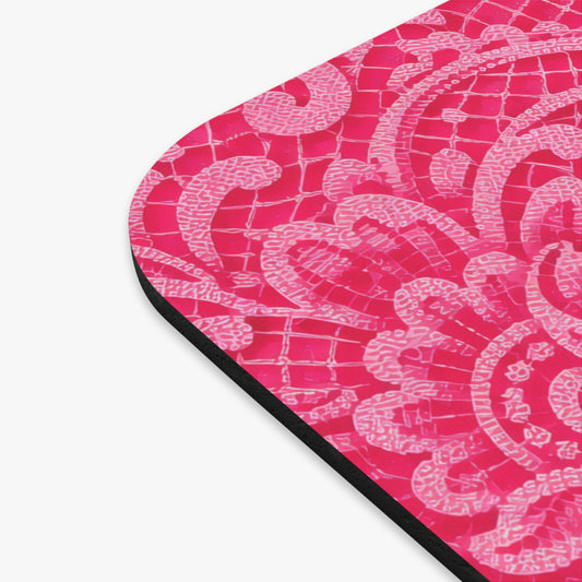 Pink Floral Lace Rectangle Mouse Pad — Feminine Desk Mousepad for Home Office & Gifts