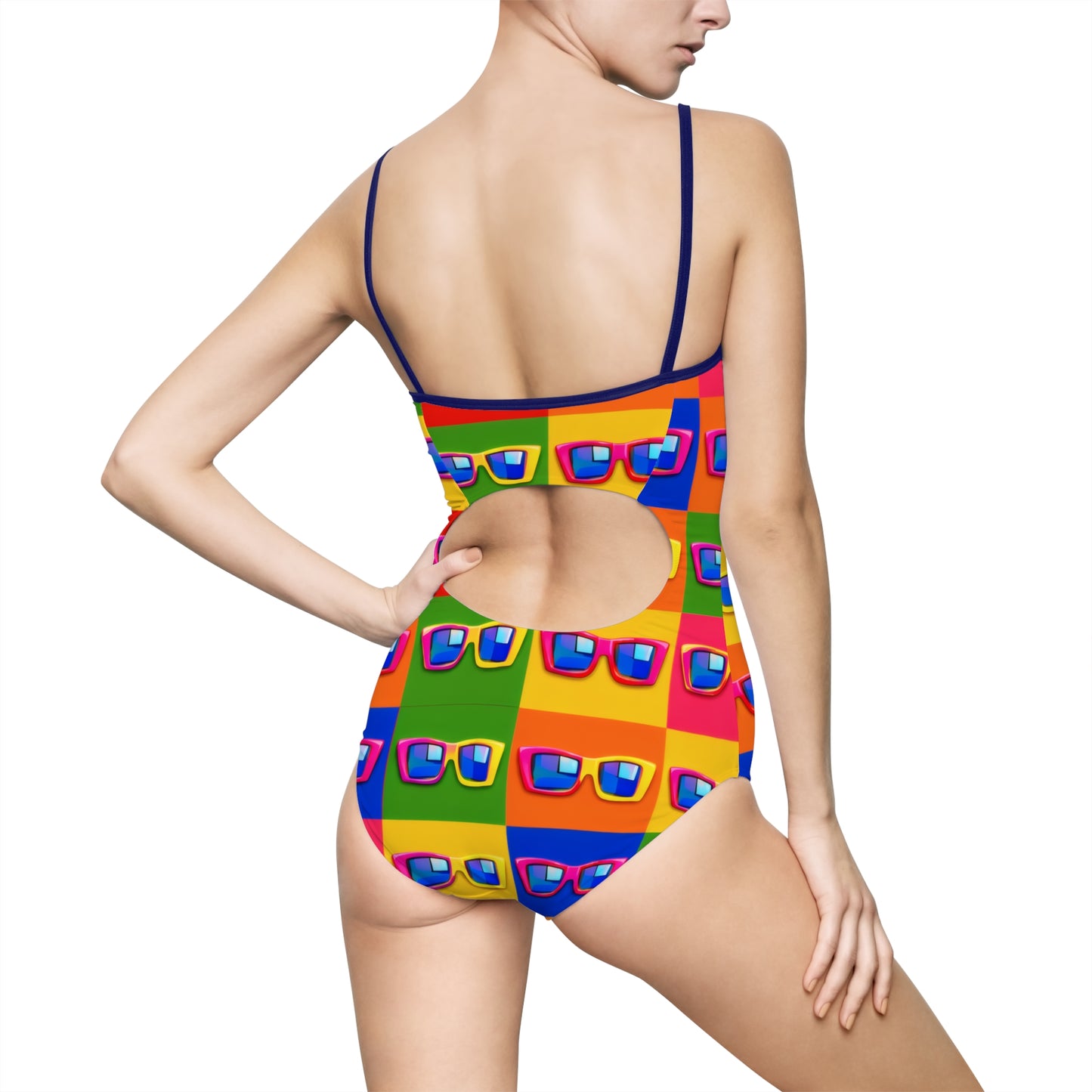 Retro Sunglasses Pattern One-Piece Swimsuit — Colorful Pop Art Beachwear