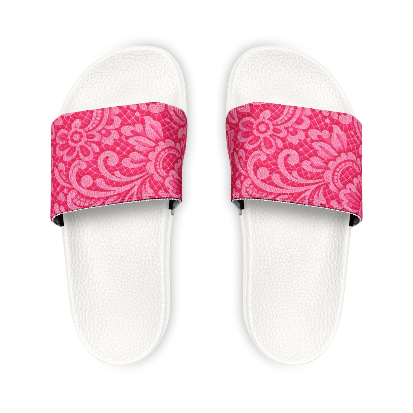 Pink Floral-Pattern Slide Sandals — Women's Removable-Strap Pool & Casual Slides